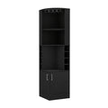 Seattle Bar Cabinet, Eight Bottle Cubbies, Two Large Open Shelves Vertical Black Open Storage Space Contemporary Pine Particle Board Engineered Wood