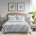 Marble Faux Fur Comforter Set King Grey Blue Marble