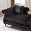 81 Inch Chenille Face To Face Chaise Lounge With Two Pillows,Nailhead Trim,Button Tufted Design And Rolled Arms For Lounge, Living Room And Office Black Chenille 1 Seat