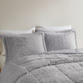 Ombre Shaggy Long Fur Comforter Mini Set King Grey Polyester