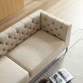 Wks5G Elegant Beige Leather Main Color, The Sofa Presents A Calm And Elegant Appearance Beige Leather 3 Seat