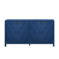 Luxurious Four Door Sideboard With Honeycomb Patterned Doors, Offering Large Storage For Study,Entrance And Living Room Navy Blue Primary Living Space American Design Mdf
