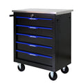 5 Drawers Multifunctional Tool Cart With Wheels Black Blue Black Blue Metal