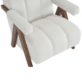 Mid Century Modern Accent Chair With Solid Wood Frame, Upholstered Living Room Chairs With Thick Cushion, Comfy Tufted Arm Chair For Bedroom, Living Room, Velvet, Ivory Ivory White Velvet