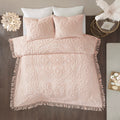 Tufted Cotton Chenille Medallion Fringe Coverlet Mini Set Blush Full Queen Full Blush Cotton