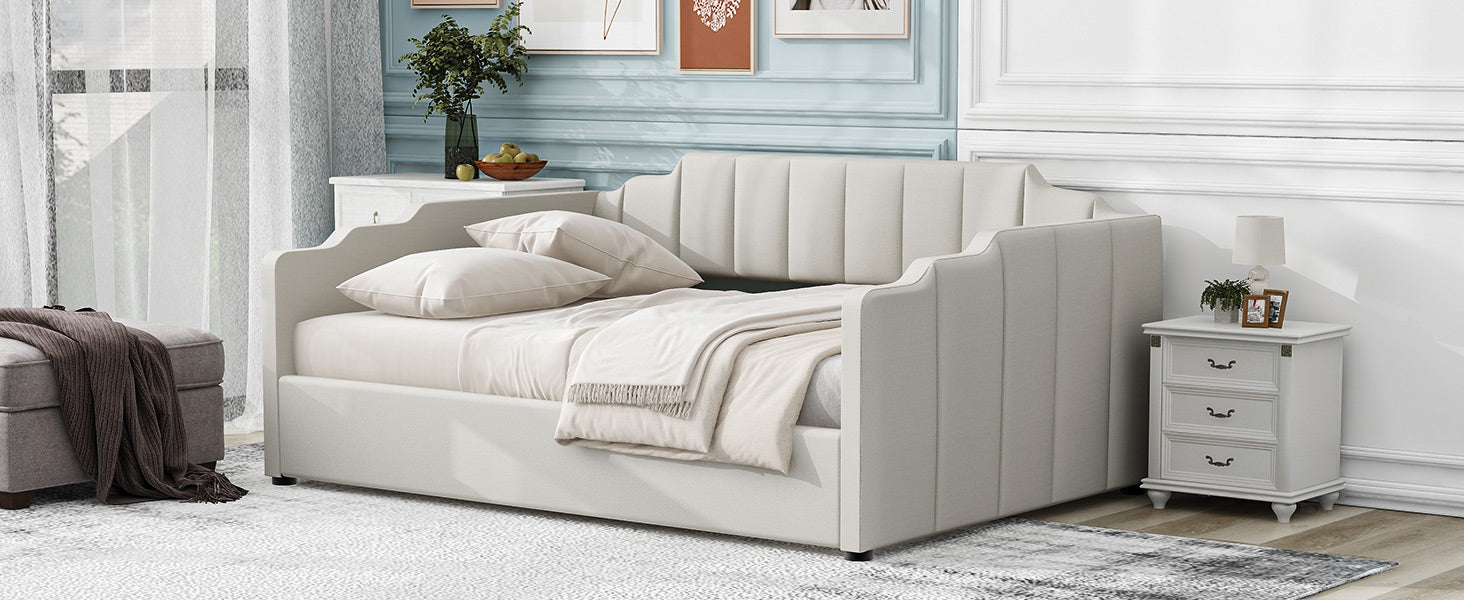 Upholstered Daybed With Underneath Storage,Full Size, White Full White Upholstered