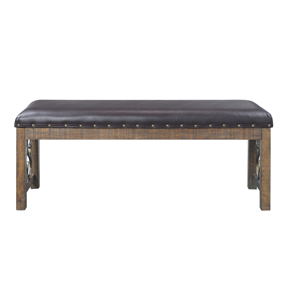 Black And Weathered Cherry Bench With Trim Black Brown Bedroom Farmhouse,Modern Rubberwood Foam Faux Leather