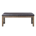 Black And Weathered Cherry Bench With Trim Black Brown Bedroom Farmhouse,Modern Rubberwood Foam Faux Leather