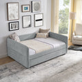 Daybed With Trundle Upholstered Tufted Sofa Bed, Full Size, Boucle Fabric, Grey 83