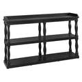 Console Table With 3 Tier Open Storage Spaces And Roman Column Effect Support Legs,Narrow Sofa Entry Table For Living Room, Entryway And Hallway Black Black Primary Living Space Floor Mount Console Tables Glossy Mdf Mdf