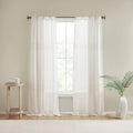 Yarn Dye Sheer Curtain Panel Pair 2 Pcs Window Panels Ivory Polyester