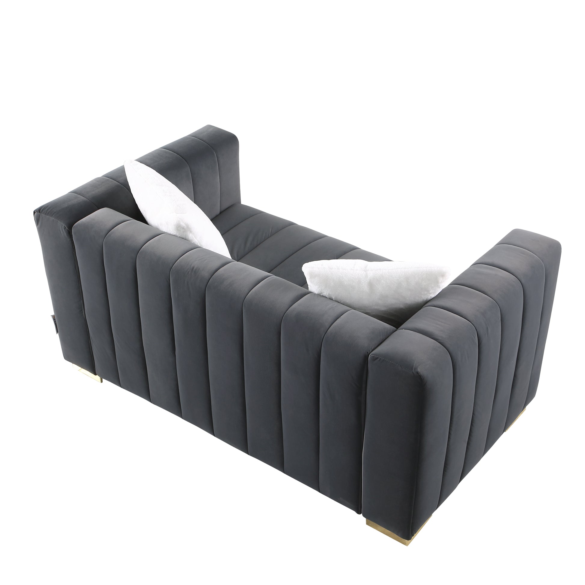 A Modern Channel Sofa Take On A Traditional Chesterfield,Grey Color,Seater Grey Velvet 2 Seat