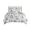 7 Piece Printed Seersucker Comforter Set With Throw Blanket Taupe Blush Full Queen Multicolor Polyester