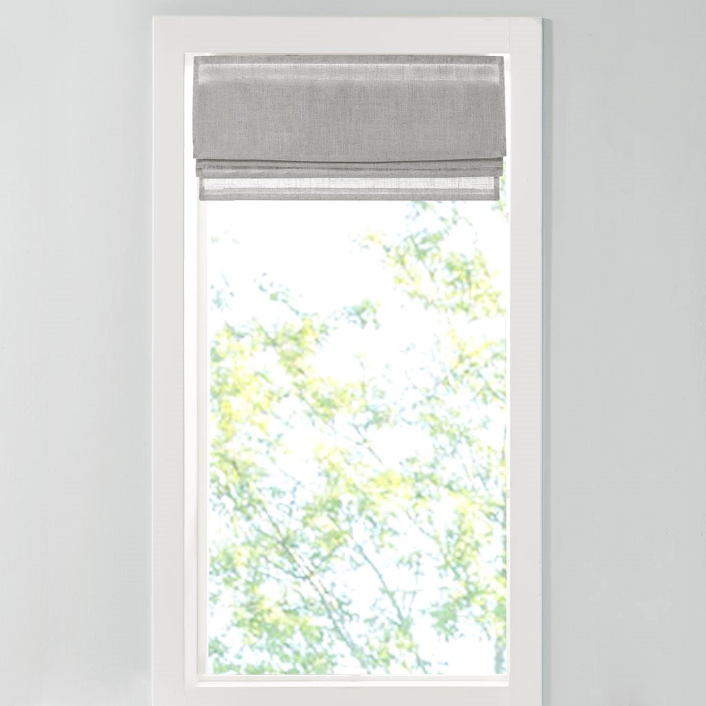 Linen Blend Light Filtering Cordless Roman Shade Grey Polyester