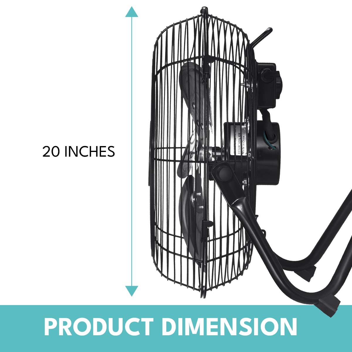 20 In. 3 Speed High Velocity Industrial Heavy Duty Metal Floor Fan In Black With Tilting Head For Outdoor Indoor Use Black Metal