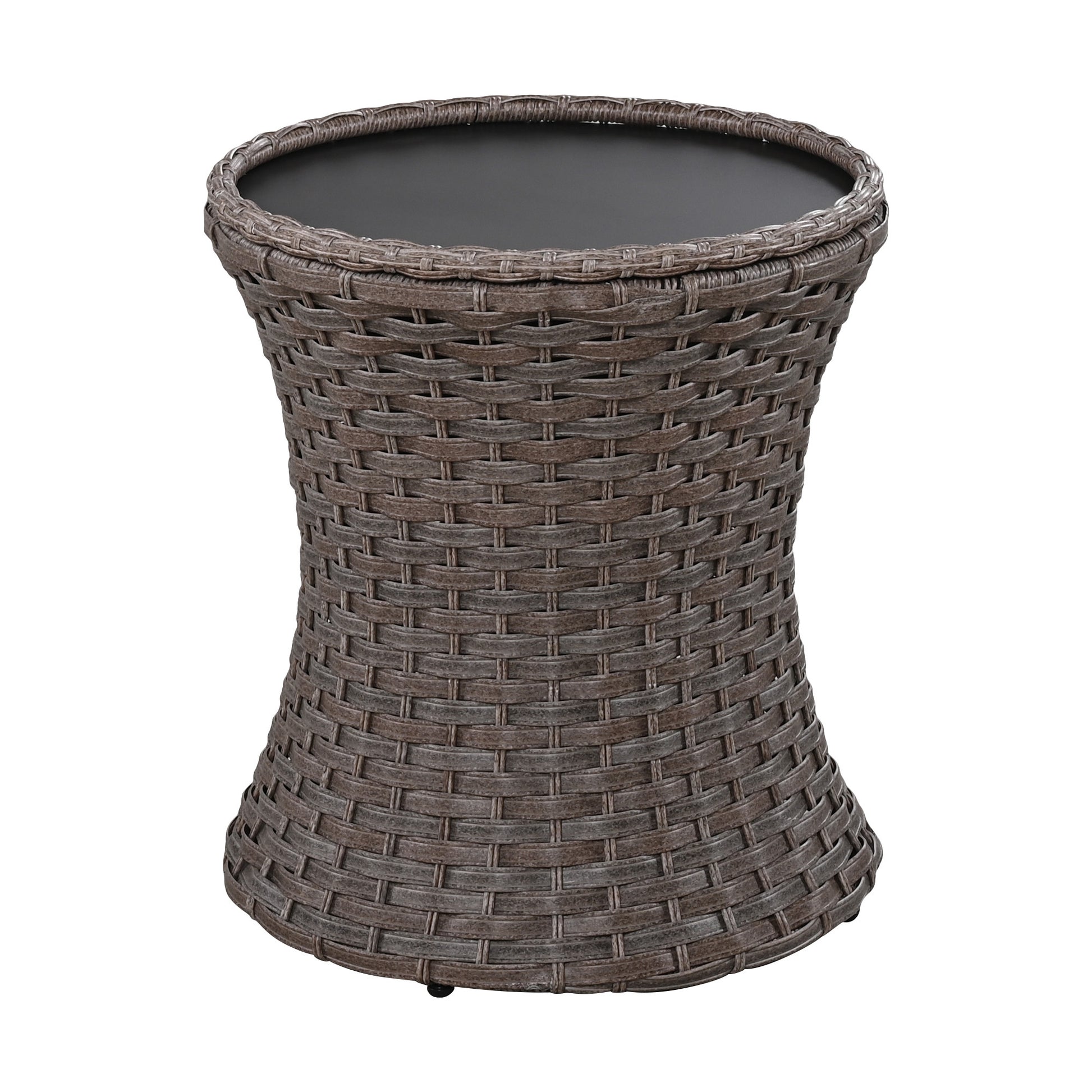 K&K 5 Pieces Outdoor Patio Furniture Set With Pet House Cool Bar And Retractable Side Tray, Rattan Wicker Patio Swivel Rocking Chairs Set Of 2 With Ottomans For Backyard, Porch, Balcony, Beige Yes Rocker & Glider Brown Beige Seats 2 Weather Resistant