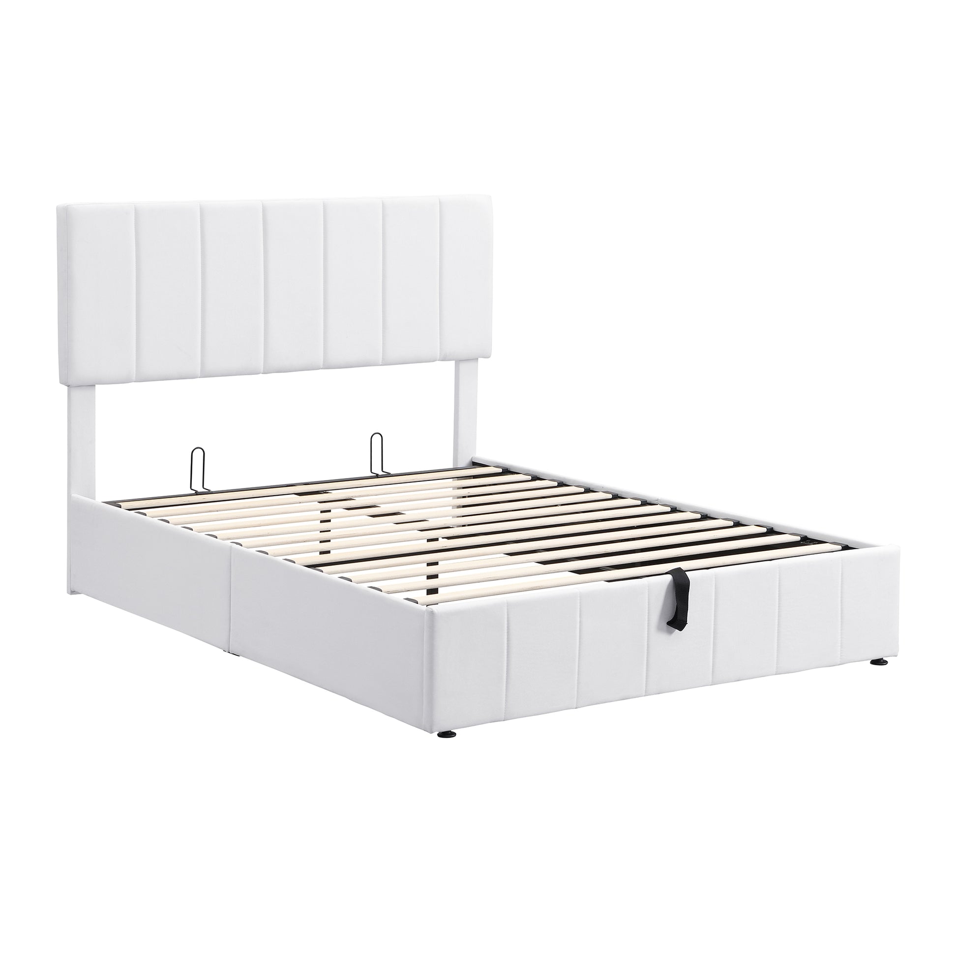 Full Size Upholstered Platform Bed With A Hydraulic Storage System White Old Sku: Lp000111Aak White Upholstered