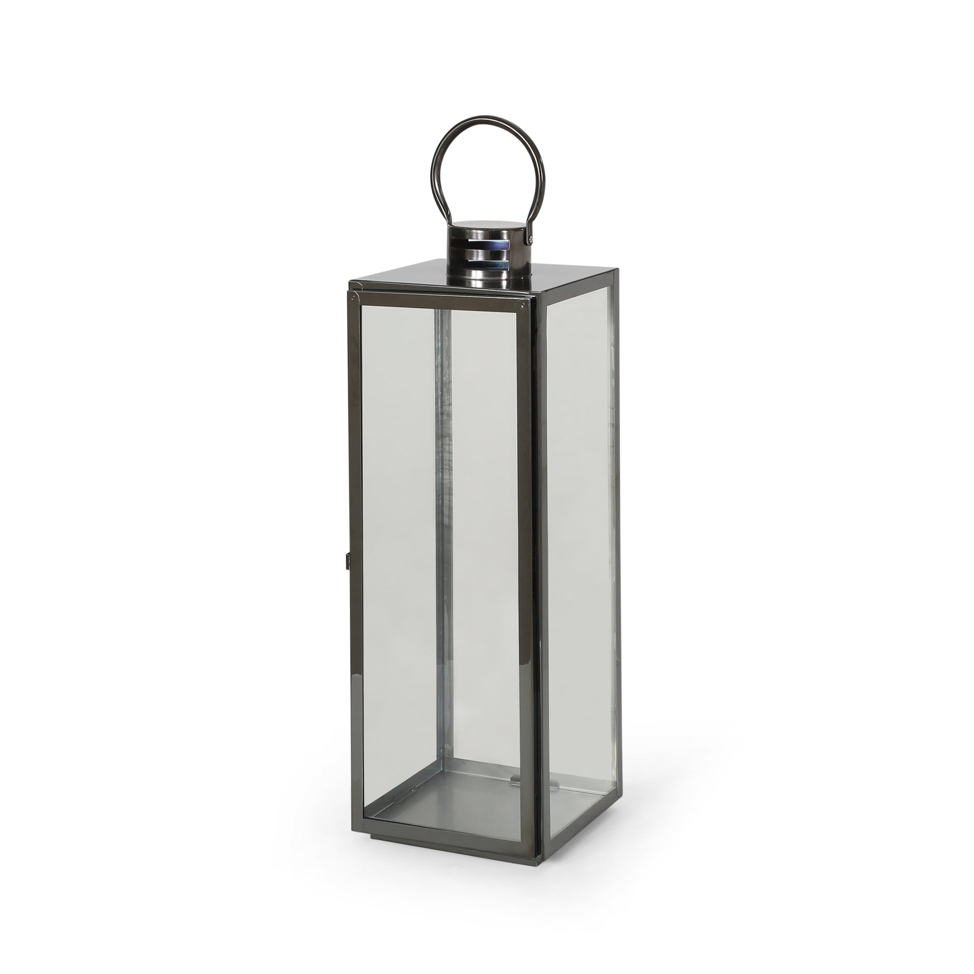 23.75'' H Stainless Steel Tabletop Lantern Black Stainless Steel