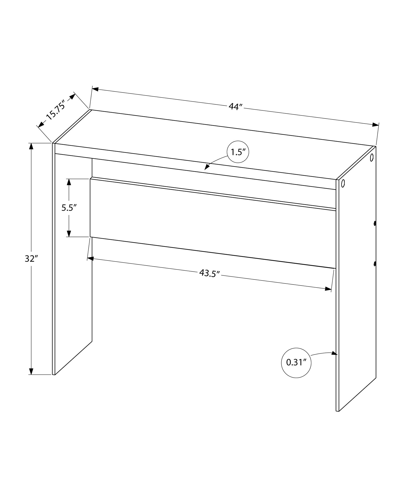 Accent Table, Console, Entryway, Narrow, Sofa, Living Room, Bedroom, Grey Laminate, Clear Tempered Glass, Contemporary, Modern Grey Particle Board