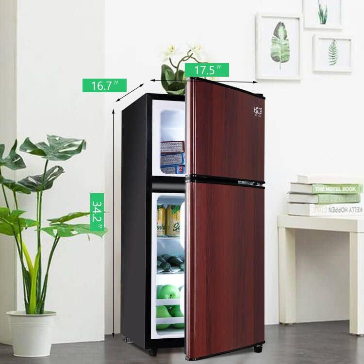 3.5Cu.Ft Compact Refrigerator Mini Fridge With Freezer, Small Refrigerator With 2 Door, 7 Level Thermostat Removable Shelves For Kitchen, Dorm, Apartment, Bar, Office, Wood Wood Kitchen Modern Abs Steel Q235