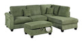 Gorgeous Sage Color 3Pc Sectional Set Corduroy Upholstered Laf Sofa Raf Chaise Ottoman L Sectional Living Room Furniture Sage Primary Living Space Cushion Back Contemporary,Modern L Shaped Rubberwood Rolled Arms Corduroy 6 Seat