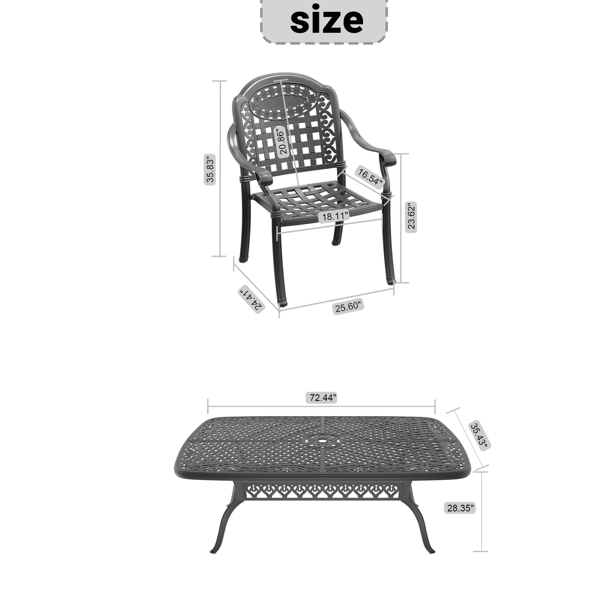 Cushions In Random Colors 5 Piece Set Of Cast Aluminum Patio Furniture With Cushions Yes Dining Set Black Seats 4 Rust Resistant Frame Water Resistant Cushion Garden & Outdoor Complete Patio Sets Aluminium