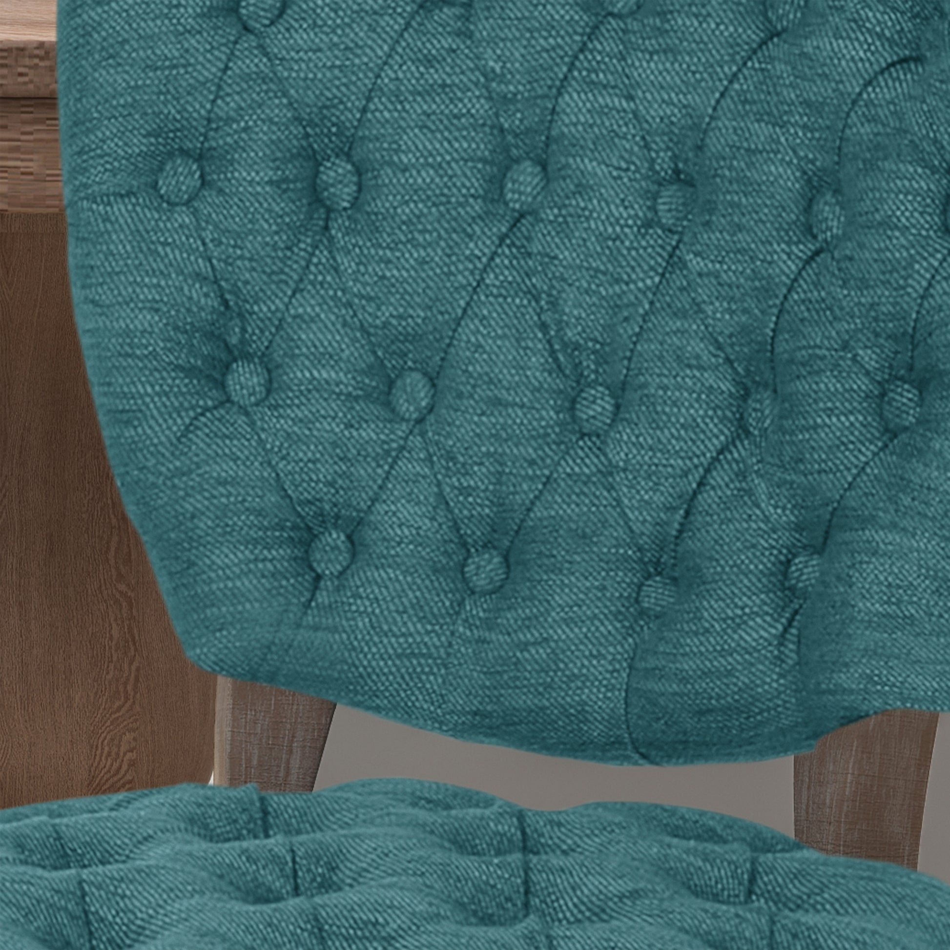 Kd Tufted Chair Wthr Set Of 2 Teal Fabric