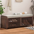 Distressed Shutter Storage Bench With Acacia Veneer For Retro Charm For Living Room, Entryway Espresso Espresso Mdf