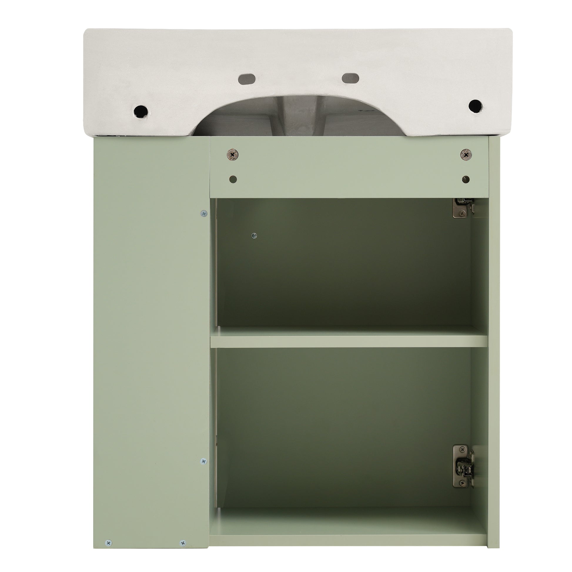 Video 21.6 Inch Modern Floating Bathroom Vanity With Ceramic Basin Perfect For Small Bathrooms, Right Side Storage Green Bathroom Ceramic Mdf