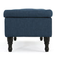 Hyatt Storage Ottoman Navy Blue Fabric