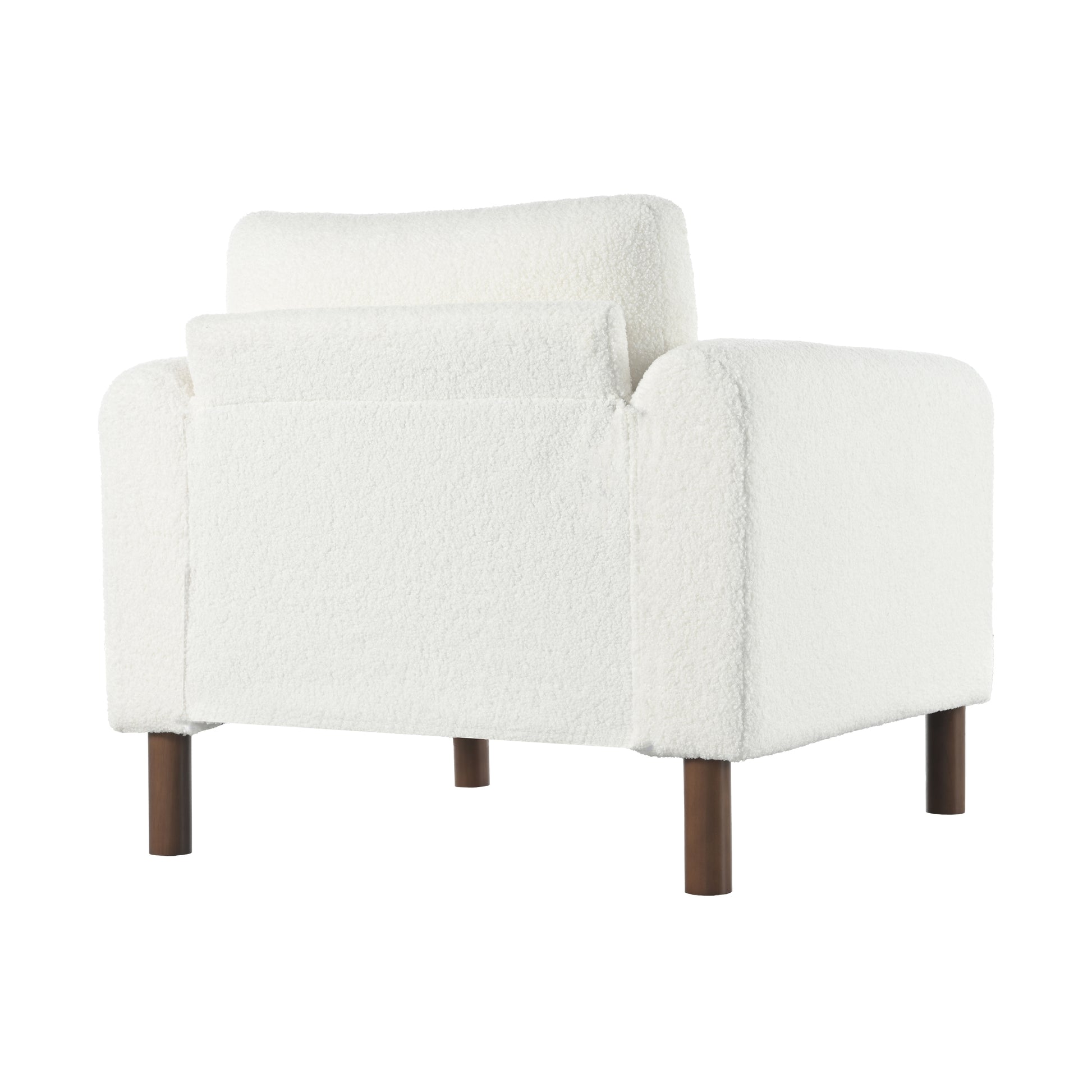 Oversized Accent Chair, Upholstered Living Room Chairs Single Sofa Chair With Walnut Legs, Curved Handrail, White White Teddy