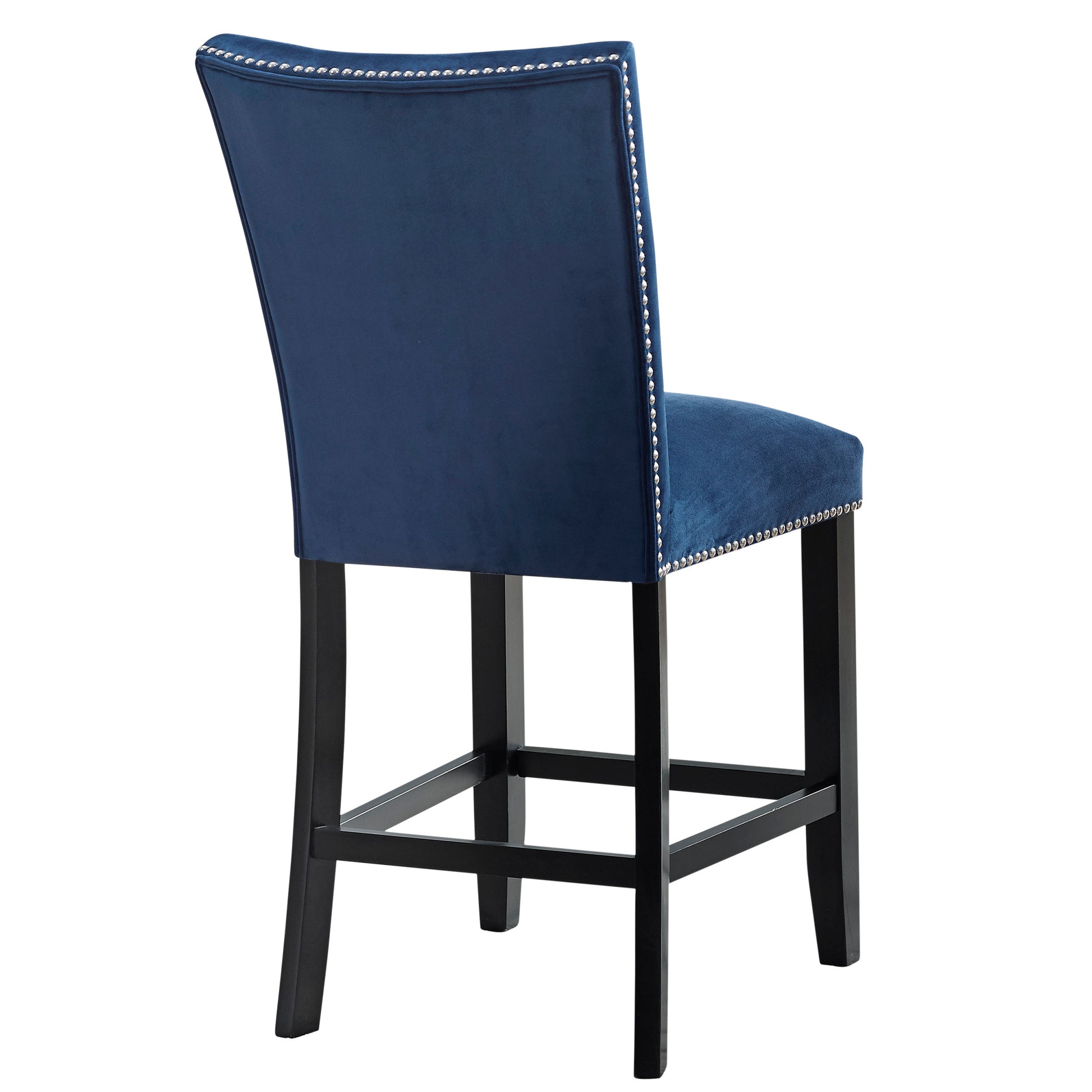 Camila Velvet Counter Chair Set Of 2 Blue Blue Wood