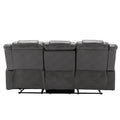 3 Seater Home Theater Recliner Manual Recliner Chair With Two Built In Cup Holders For Living Room,Bedroom, Grey Grey Foam Pu