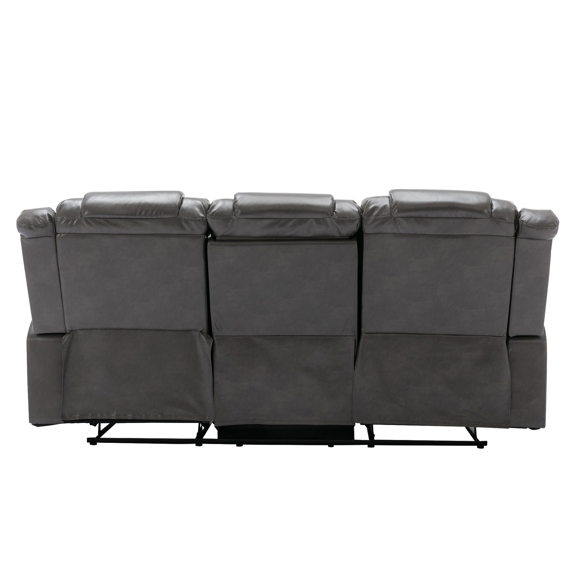 3 Seater Home Theater Recliner Manual Recliner Chair With Two Built In Cup Holders For Living Room,Bedroom, Grey Grey Foam Pu