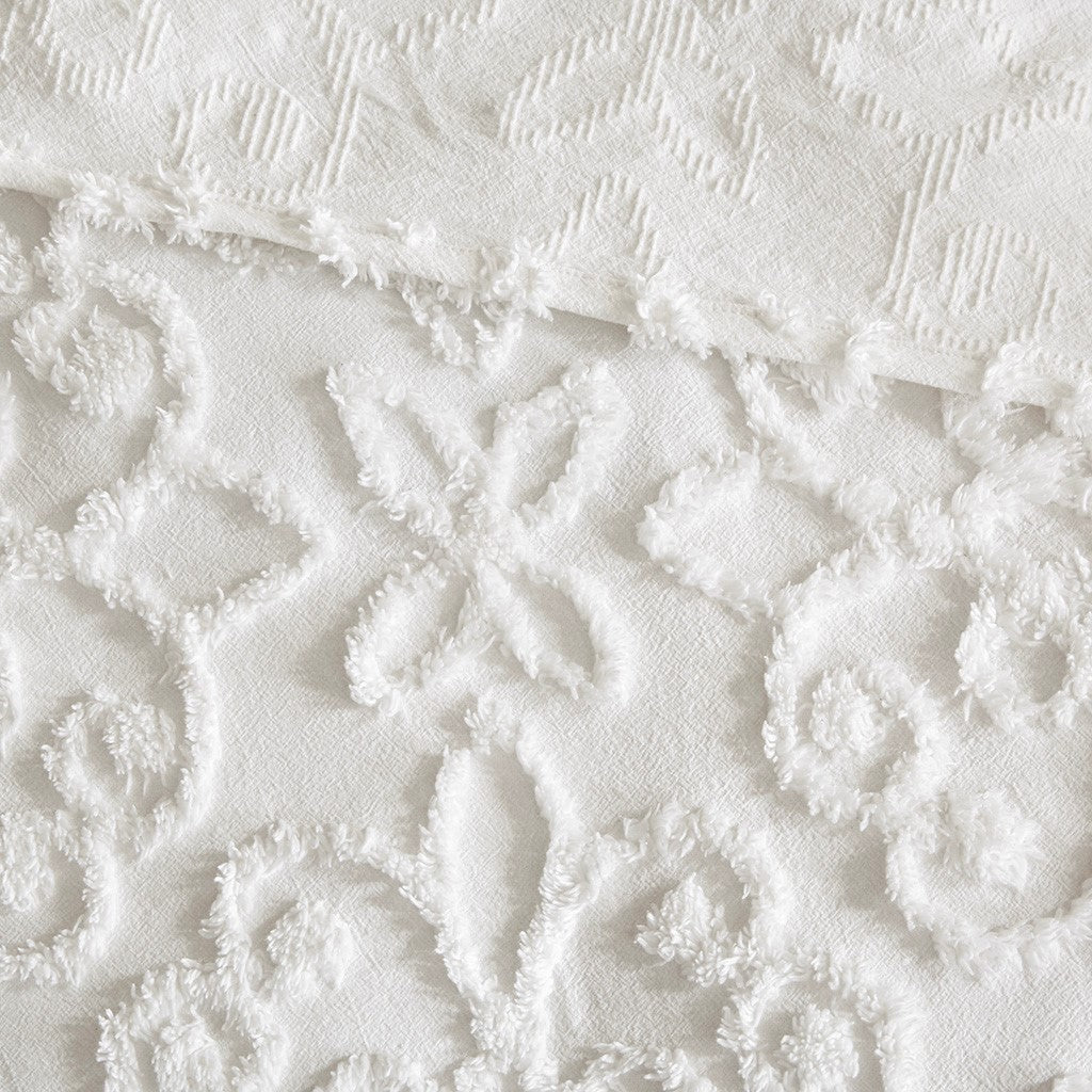 5 Piece Tufted Cotton Chenille Daybed Set Off White Daybed Off White Cotton