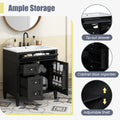 30'' Bathroom Vanity With Top Sink, Modern Bathroom Storage Cabinet With 2 Drawers And A Tip Out Drawer, Single Sink Bathroom Vanity Black Bathroom Solid Wood Mdf
