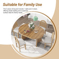 5 Piece Retro Functional Dining Set With 1 Extendable Dining Table And 4 Upholstered Chairs With Rattan Backrests For Dining Room And Kitchen Natural Wood Wash Natural Wood Wash Solid Wood Mdf