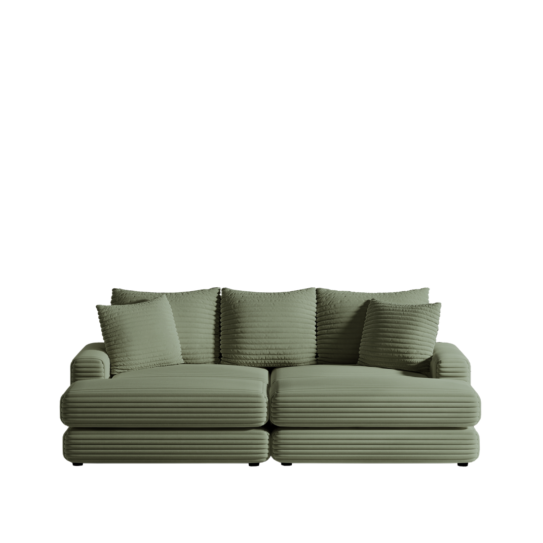 86.6 Inch Corduroy 3 Seater Sofa With 3 Back Pillows2 Toss Pillows And Two Ottoman ,Comfy Sofa Deep Seat Couch For Living Room Army Green Corduroy 3 Seat