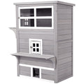 Pawhut 3 Story Cat House Feral Cat Shelter, Outdoor Kitten Condo With Raised Floor, Asphalt Roof, Escape Doors, Jumping Platforms, Grey Grey Wood