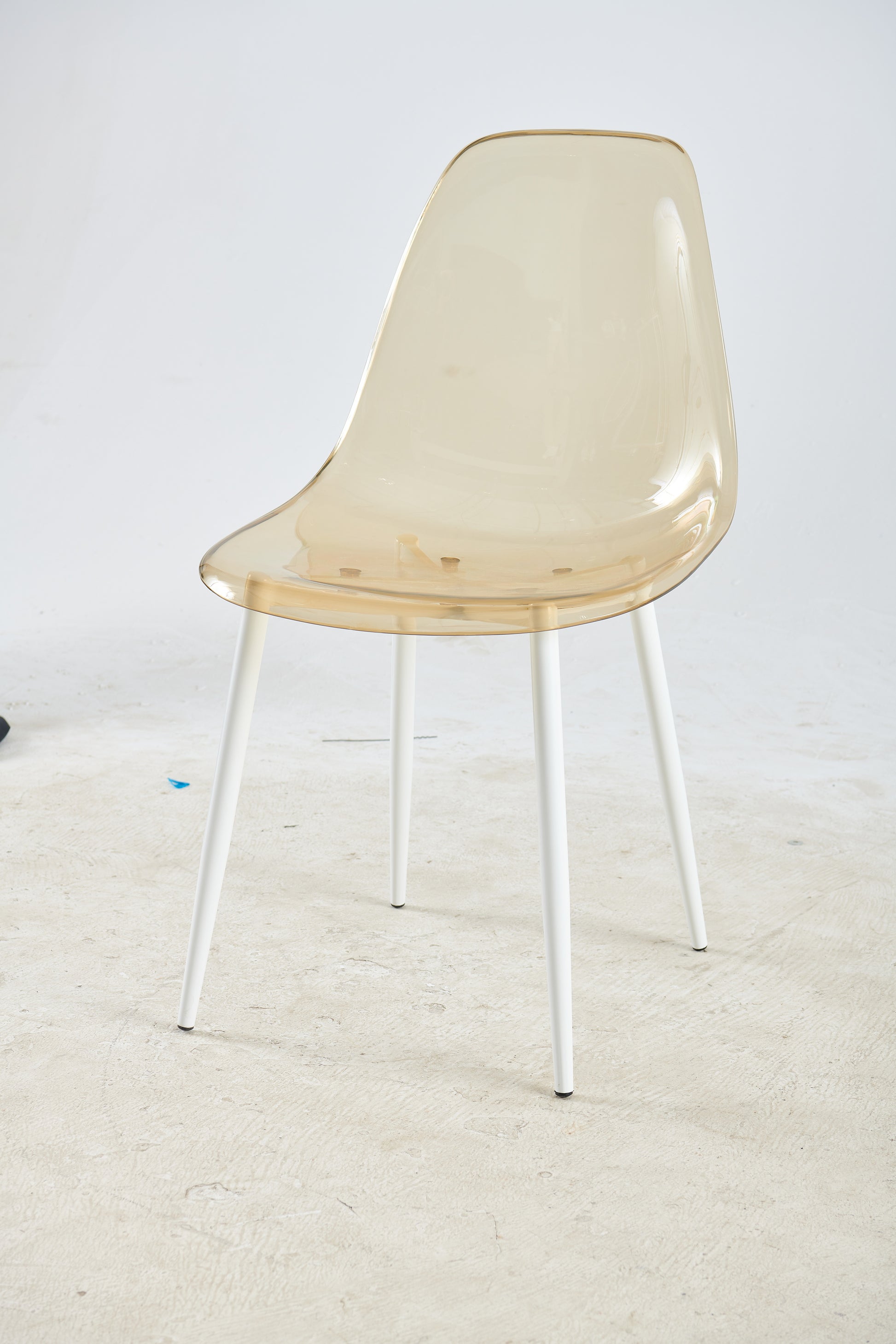 Dining Chair,Set Of 4,Metal Leg,Plastic Seat,Transparent Yellow Yellow White Iron Plastic