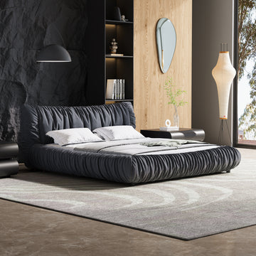 King Size Luxury Upholstered Platform Bed With Removable Cushion And Solid Wood Frame,Suitable For Multiple Heights Of Mattresses,Dark Grey King Dark Grey Upholstered
