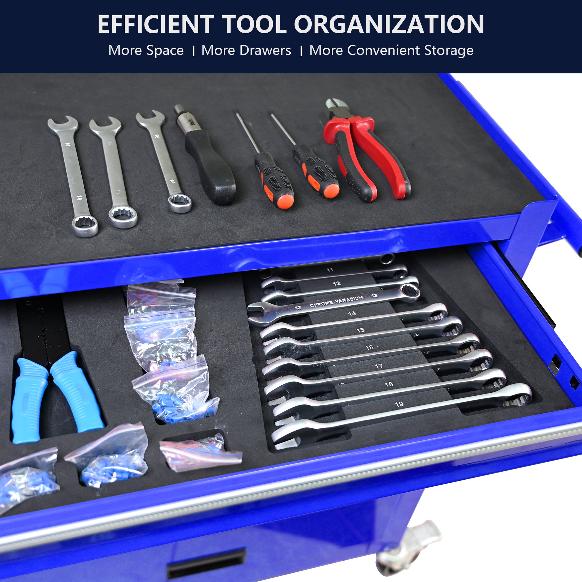 4 Drawers Multifunctional Tool Cart With Wheels Blue Blue Steel