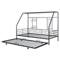 Twin Size Metal House Bed With Trundle, Black Twin Black Metal