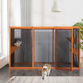 Detachable Cat Enclosure With Waterproof Roof And 3 Jumping Platforms, Orange Orange Wood