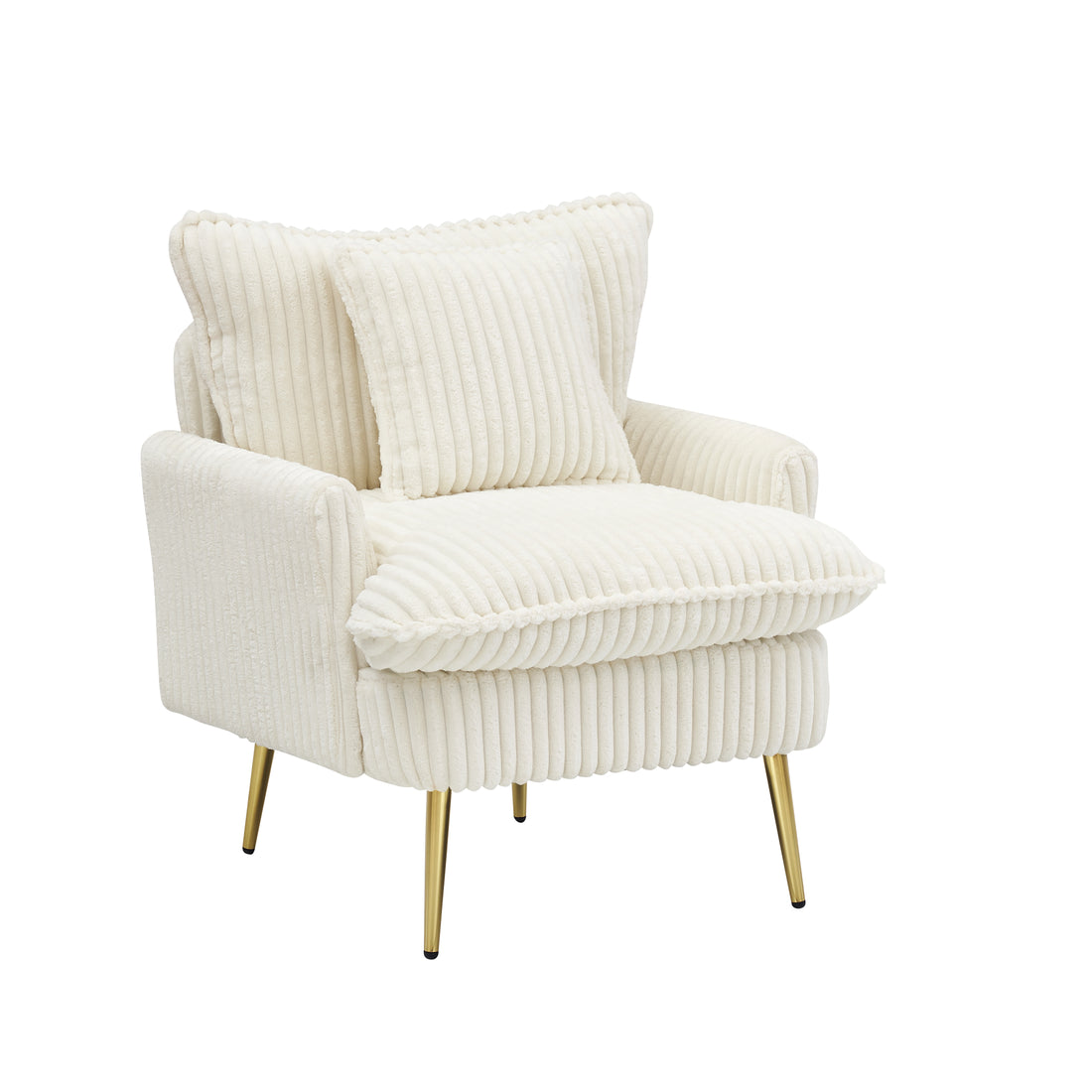 The 30 Inch Beige Corduroy Chair Comes With Metal Feet That Are Dust And Scratch Resistant And Comes With A Throw Pillow Off White Corduroy