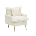 The 30 Inch Beige Corduroy Chair Comes With Metal Feet That Are Dust And Scratch Resistant And Comes With A Throw Pillow Off White Corduroy