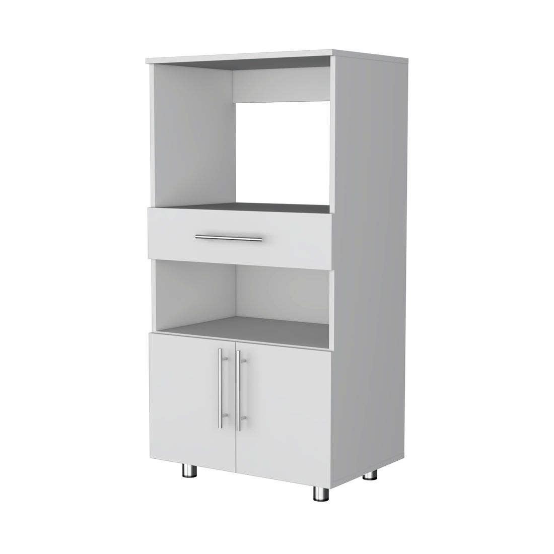 Corsica Pantry Cabinet Microwave Stand, Multi Function With Drawer White White Kitchen Particle Board Engineered Wood