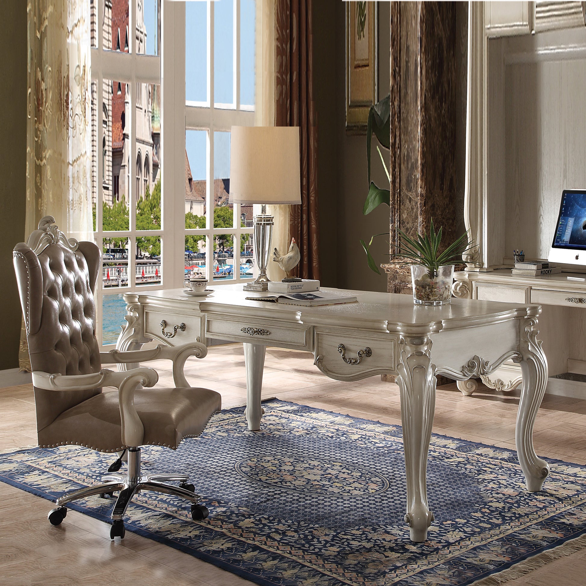 Vintage Grey And Bone White Swivel Chair With Lift Vintage Primary Living Space Vintage Poplar Faux Leather