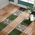 Patio Floor Tiles Pack Of 22 Wpc Wood Plastic Composite Patio Deck Tiles Diy Interlocking Decking Tiles, Quick Deck Floor Tile, Court Tile, Water Resistant Indoor Outdoor 11.8