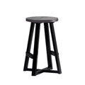 Rustic Distressed Solid Wood Round Dining Stool Grey Gray Pine Pine